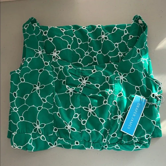 NWT Draper James Green Sundress with White Link-embroidery Size Medium - Picture 15 of 15